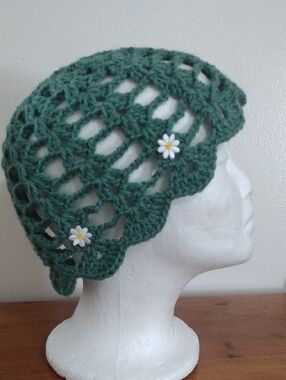 Handmade Crochet Summer Decorative Mesh Hat